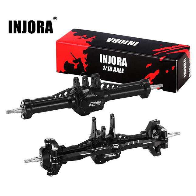 INJORA +4mm Extended Aluminum Front & Rear Complete Axles for 1/18 TRX4M / TRX4MT — 4M-61FR