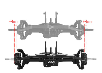 INJORA +4mm Extended Aluminum Front & Rear Complete Axles for 1/18 TRX4M / TRX4MT — 4M-61FR
