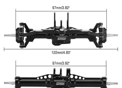 INJORA +4mm Extended Aluminum Front & Rear Complete Axles for 1/18 TRX4M / TRX4MT — 4M-61FR