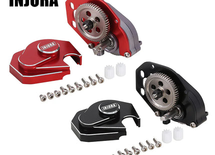 INJORA CNC Aluminum Complete Transmission Gearbox for Axial SCX24 & AX24 – SCX24-130 (Red or Black)