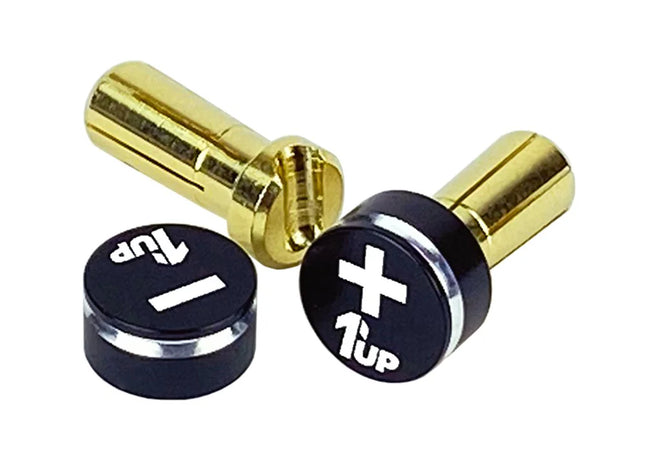 1UP Racing LowPro Bullet Plug Grips w/5mm Bullets (Black/Black)