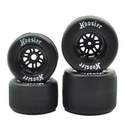 1RC Racing Pre-Mounted 1/18 Super Modified Hoosier Tires (Black) (Soft) – 1RC5567
