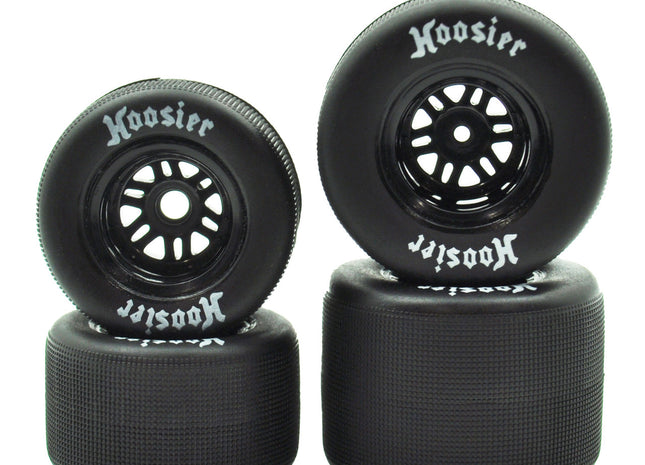 1RC Racing Pre-Mounted 1/18 Super Modified Hoosier Tires (Black) (Soft) – 1RC5567