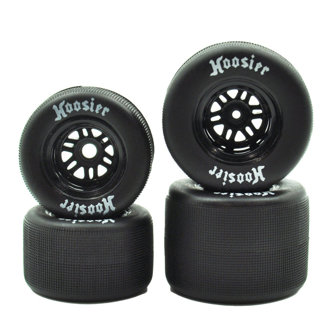 1RC Racing Pre-Mounted 1/18 Super Modified Hoosier Tires (Black) (Soft) – 1RC5567