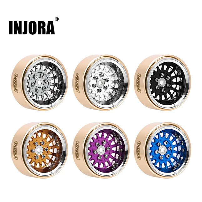 INJORA 1.3" ModuWheel Brass & Aluminum Micro Crawler Beadlock Wheels (4) 40.5g ea (-4.05mm Offset) – YQW-MW1316