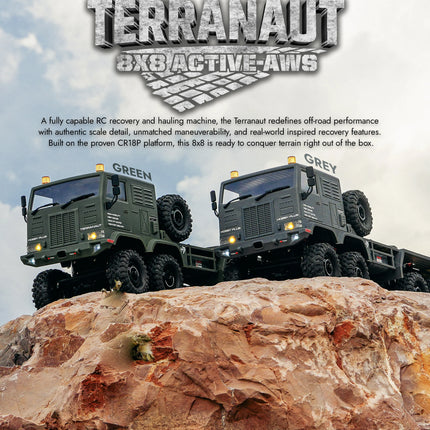 HobbyPlus CR-18P Terranaut 8×8 AWS RC Crawler (1/18 Scale)  Model: 1810800-GN