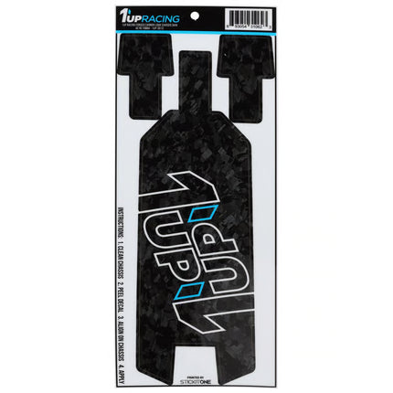1UP Racing Team Associated RC10B84 Twin 1UP Outline Logo Chassis Protector Sheet – Forged Carbon (1UP-3012)