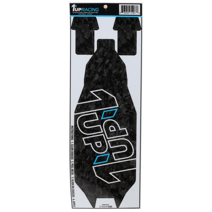 1UP Racing Team Associated RC10SC6.4 Twin 1UP Outline Logo Chassis Protector Sheet – Forged Carbon (1UP-3018)