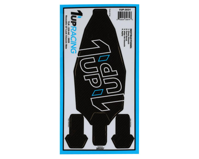 1UP Racing TLR 22X Outline Logo Reusable Chassis Protector Sheet (Carbon) – 1UP-3031