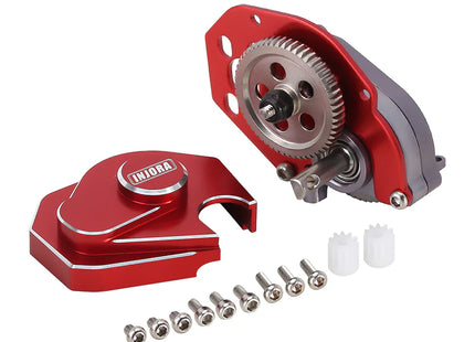 INJORA CNC Aluminum Complete Transmission Gearbox for Axial SCX24 & AX24 – SCX24-130 (Red or Black)