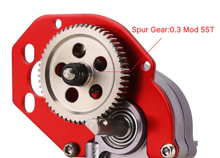 INJORA CNC Aluminum Complete Transmission Gearbox for Axial SCX24 & AX24 – SCX24-130 (Red or Black)