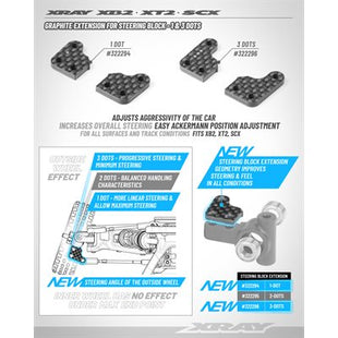 XRAY XB2/XT2 Graphite Steering Block Extension Plate (2) – 1-Dot / 2-Dot / 3-Dot (322294 / 322295 / 322296)