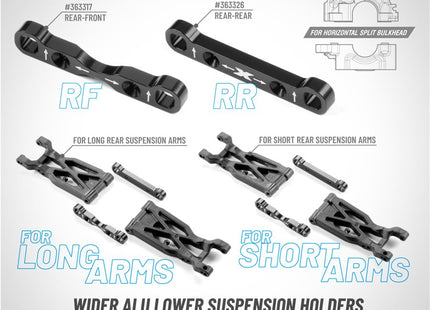 XRAY Aluminum Lower Suspension Holder Wide (HS Bulkhead, Rear-Rear) 363326