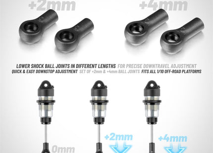 XRAY Composite Shock Ball Joint +2mm & +4mm (2+2) (368011)