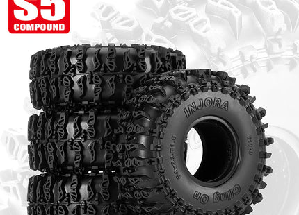 INJORA 1.0" Cling On Tires (64 × 24 mm) for 1/18 & 1/24 RC Crawlers – T1020