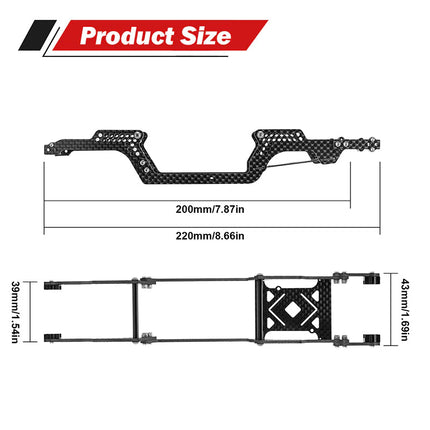 INJORA Universal LCG Carbon Fiber Chassis Kit for 1/18 TRX4M – 4M-89