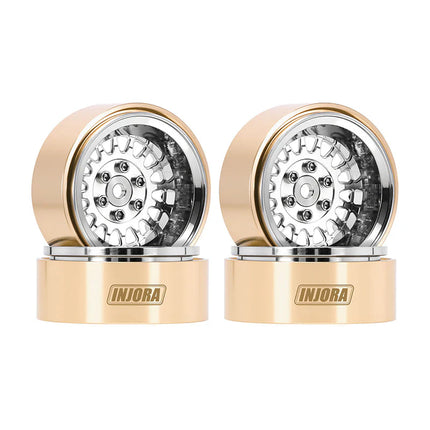 INJORA 1.3" ModuWheel Brass & Aluminum Micro Crawler Beadlock Wheels (4) 40.5g ea (-4.05mm Offset) – YQW-MW1316