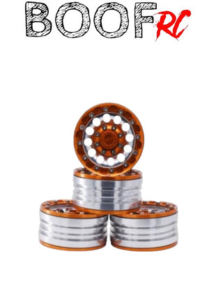 Boof RC 1.9" Aluminum Beadlock Crawler Wheels 4pcs - Bright Orange