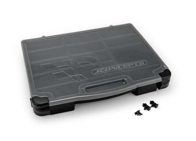 JConcepts Parts Storage Box (Black/Smoke Grey) (14.5" x 11" x 2.37")  SKU: JCO5128-28