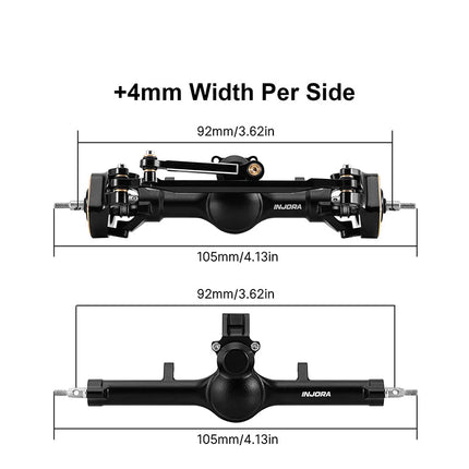 INJORA +4mm Planet Axles with Double Joint Shafts & Brass Steering Knuckles for 1/24 Axial SCX24 – SCX24-190BKFR