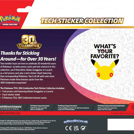 Pokémon TCG: 30th Celebration Tech Sticker Collection – Styles May Vary (10-10449-120)