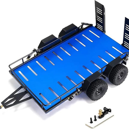 BOOF RC Metal Alloy Trailer w/Tires for Traxxas TRX-4M 1/18 (Blue)