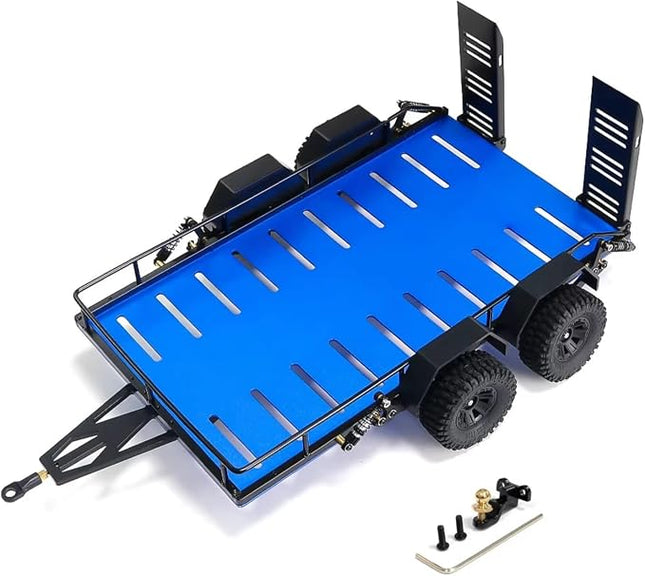 BOOF RC Metal Alloy Trailer w/Tires for Traxxas TRX-4M 1/18 (Blue)