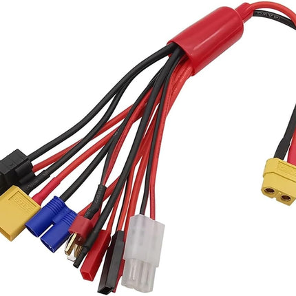 BOOF RC 8-in-1 RC Charger Adapter Cable w/4mm Banana Plugs (XT60/EC3/TRX/T-Plug/JST/Futaba)
