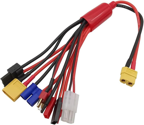BOOF RC 8-in-1 RC Charger Adapter Cable w/4mm Banana Plugs (XT60/EC3/TRX/T-Plug/JST/Futaba)