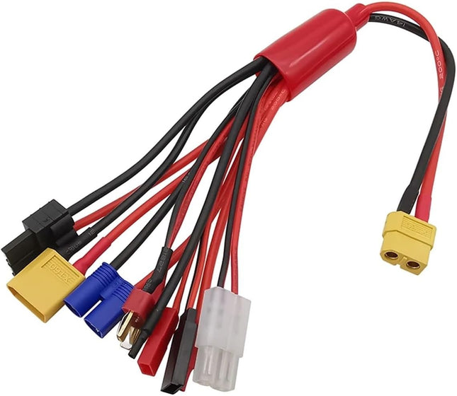 BOOF RC 8-in-1 RC Charger Adapter Connector Cable (XT60 Input) (EC3/TRX/T-Plug/JST/Futaba & More)