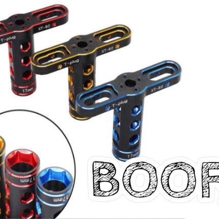 BOOF RC 17mm T-Wrench – Aluminum Wheel Hex Tool (Red / Gold / Blue)  Part #: BFLFTOOL077