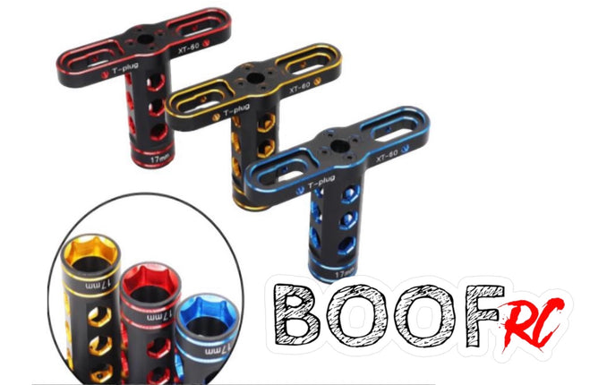 BOOF RC 17mm T-Wrench – Aluminum Wheel Hex Tool (Red / Gold / Blue)  Part #: BFLFTOOL077