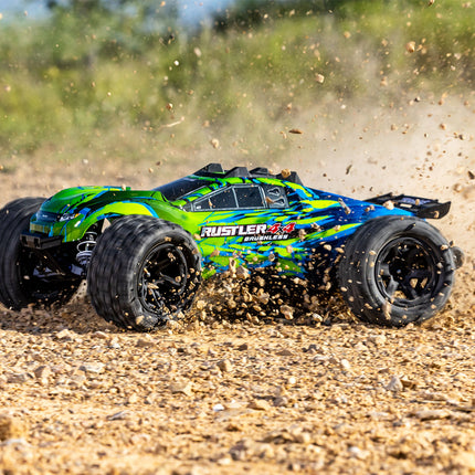 Traxxas Rustler® 4X4 VX3 1/10 RTR 4WD Brushless Stadium Truck (Purple, Red, Green, Blue or Black) w/VX3 ESC, TQi™ Sport 2.4GHz Radio & TSM® (67464-4)