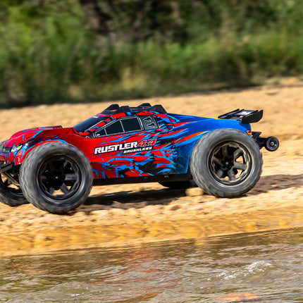 Traxxas Rustler® 4X4 VX3 1/10 RTR 4WD Brushless Stadium Truck (Purple, Red, Green, Blue or Black) w/VX3 ESC, TQi™ Sport 2.4GHz Radio & TSM® (67464-4)