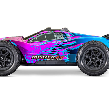 Traxxas Rustler® 4X4 VX3 1/10 RTR 4WD Brushless Stadium Truck (Purple, Red, Green, Blue or Black) w/VX3 ESC, TQi™ Sport 2.4GHz Radio & TSM® (67464-4)