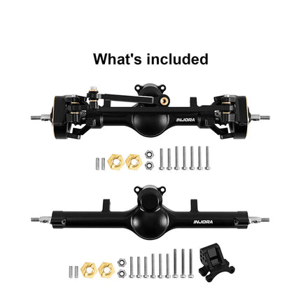 INJORA +4mm Planet Axles with Double Joint Shafts & Brass Steering Knuckles for 1/24 Axial SCX24 – SCX24-190BKFR