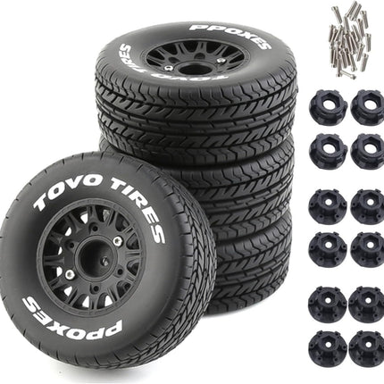 BOOF RC 1/10 Short Course PRE-MOUNTED Tires – Set of 4 Universal Fit: 12mm, 14mm, 17mm Hex Adapters Included Part #: BF10042