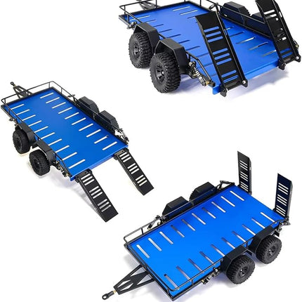 BOOF RC Metal Alloy Trailer w/Tires for Traxxas TRX-4M 1/18 (Blue)