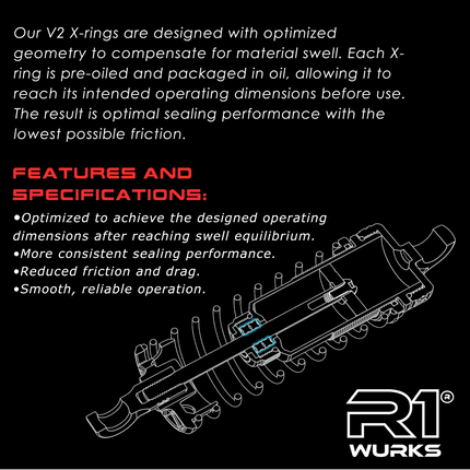 R1WURKS R1B Shock Shaft X-Ring V2 (Pre-Oiled) 920289
