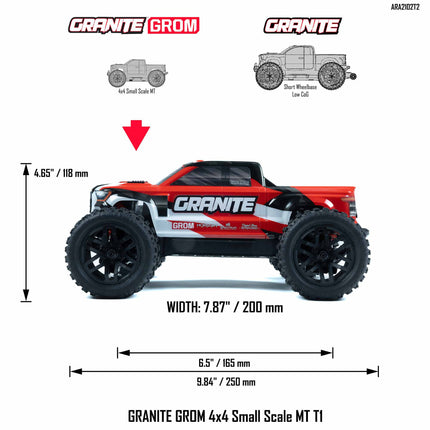 Arrma Granite Grom MEGA 4WD 380 Brushed 1/18 Monster Truck RTR (Includes Battery & Charger)