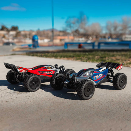 Arrma Typhon Grom MEGA 4WD 380 Brushed 1/18 Buggy RTR (Red/White OR Blue/Silver) w/SLT2 2.4GHz Radio, Battery & Charger