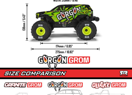 Arrma Gorgon Grom 4x4 1/16 RTR Brushed Monster Truck (Yellow, Red, or Bronze) w/SLT2 Radio, Battery &amp; Charger [ARA2130]