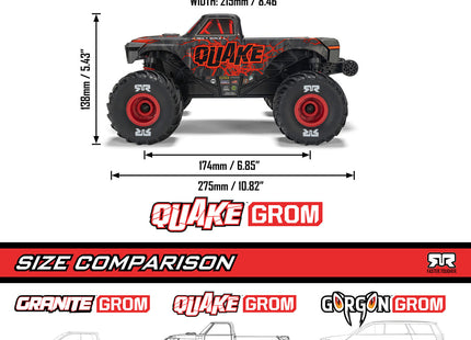 Arrma Quake Grom 4x4 1/16 RTR Brushed Monster Truck (Red, Green, or Purple) w/SLT2 Radio, Battery &amp; Charger [ARA2137]
