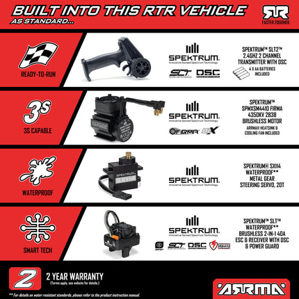 ARRMA 1/12 INFRACTION GROM 3S BLX 4X4 Brushless RTR All-Road Street Bash – Blue/Red – ARA2315T1 (Copy)