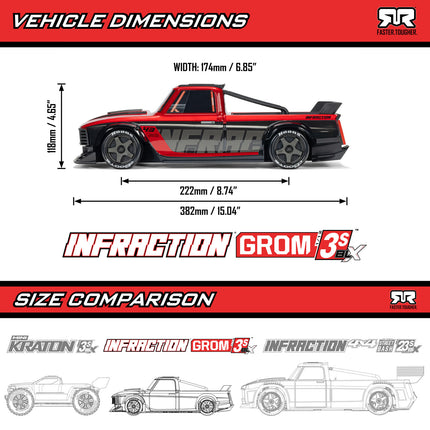 ARRMA 1/12 INFRACTION GROM 3S BLX 4X4 Brushless RTR All-Road Street Bash – Blue/Red – ARA2315T1
