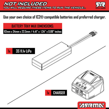 Arrma Mini Kraton 3S BLX 4X4 1/16 RTR Brushless Speed Monster Truck (Black/Red) – ARA2508T1