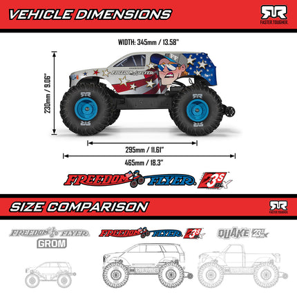 Arrma Freedom Flyer 223S BLX 1/10 2WD RTR Brushless Monster Truck (White) w/SLT2 2.4GHz Radio, DSC, Battery & Charger (ARA3530SFFT1)