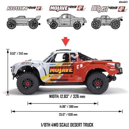 Arrma MOJAVE 4S BLX Brushless 1/8 4WD RTR Electric Desert Truck w/Spektrum SLT3 2.4GHz Radio