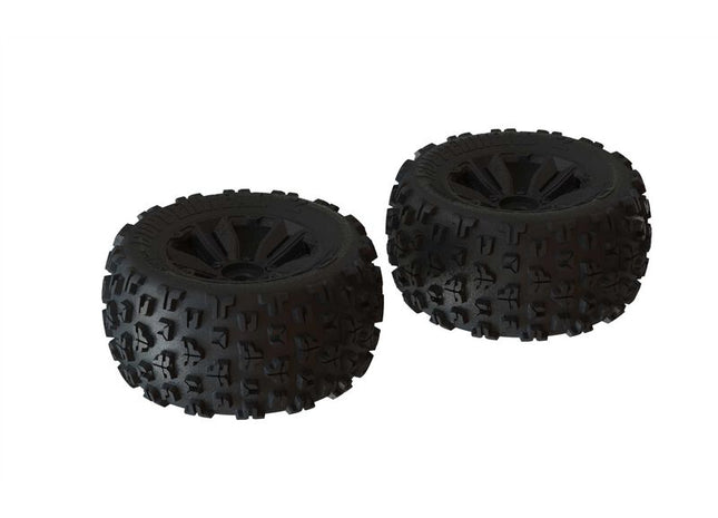 Arrma 1/8 dBoots Copperhead2 MT Front/Rear 3.8" Pre-Mounted Tires (17mm Hex, Black) (2) – ARA550059