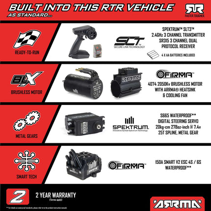 ARRMA Mojave 6S BLX V3 1/7 4WD Brushless RTR Desert Truck (Blue or Tan) w/SLT3 2.4GHz Radio